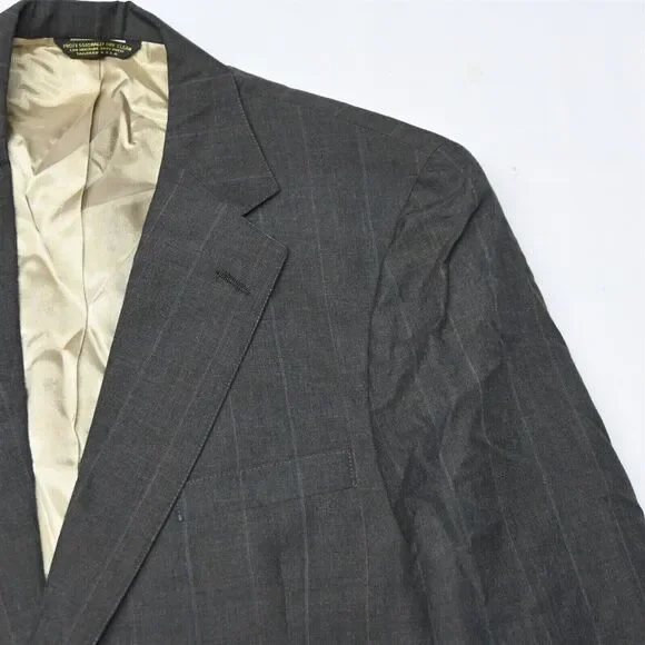 Vtg Raquet Club 42L 34x32‎ Brown Stripe USA Made Mens Sport Jacket Pants Suit